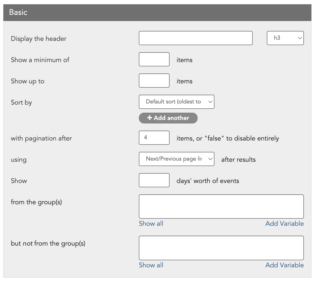 Filters and Formatting options