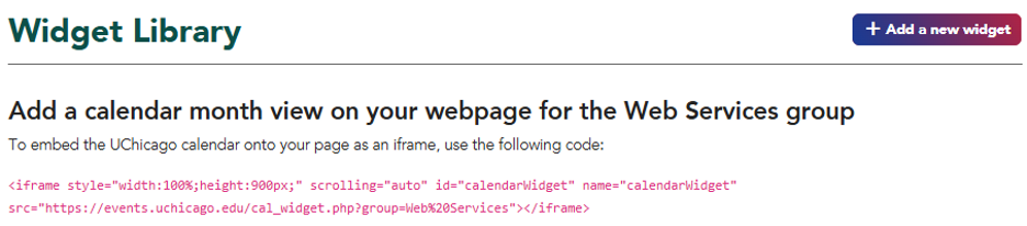 Month View Embed Code