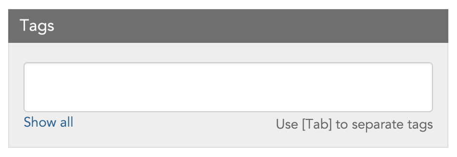 Input field for entering event tags